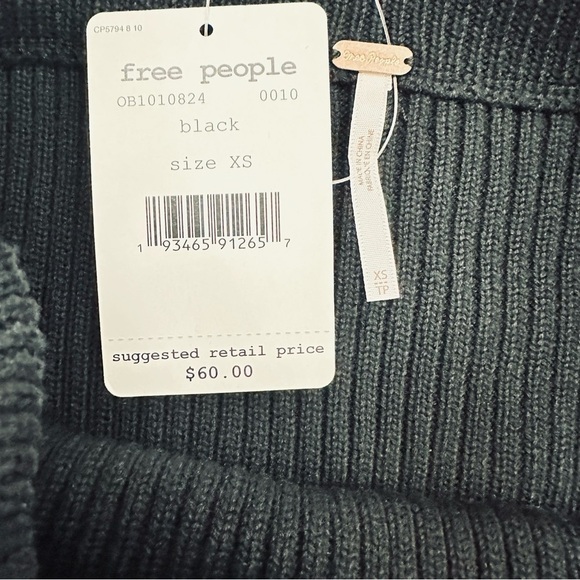 Free People Solid Gold Ruffle Mini Skirt Black NWT - Picture 8 of 10